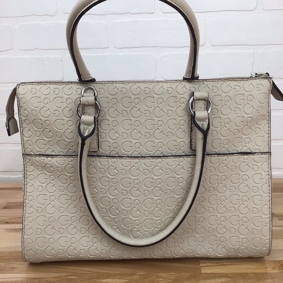 Guess ecru handbag contemporary luxury  purse big shoulder bag cream off white - Picture 4 of 14